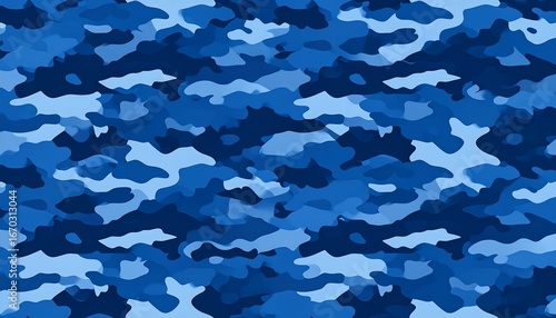 Blue Camo Seamless Pattern.