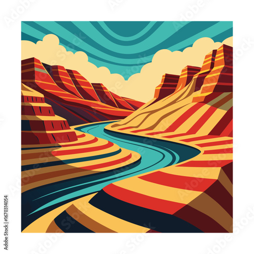 Stylized Grand Canyon Landscape with Winding River