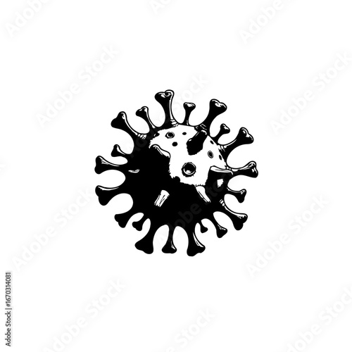 A microscopic view showcasing an infectious viral particle's intricate structure and potential