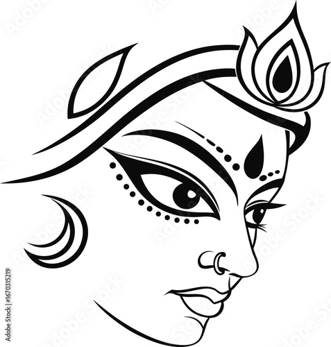 Maa Durga vector illustration, durga vector design, Maa Durga Face vector