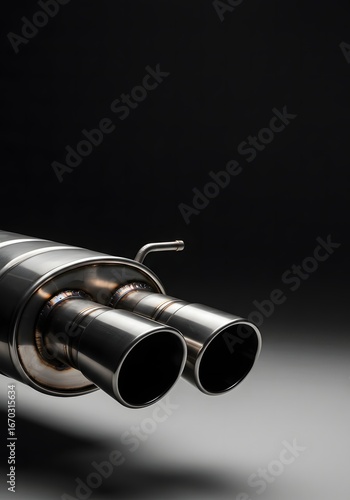 Car Exhaust System with Dual Chrome Pipes