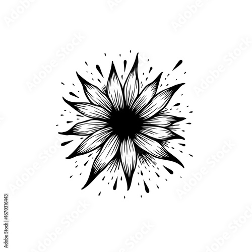 Elegant floral design featuring stylized petals radiating from a central point evoking natural