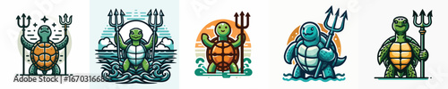 vector of a turtle with a trident