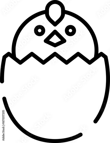 Minimalistic Modern Rounded Outline Chick Icon