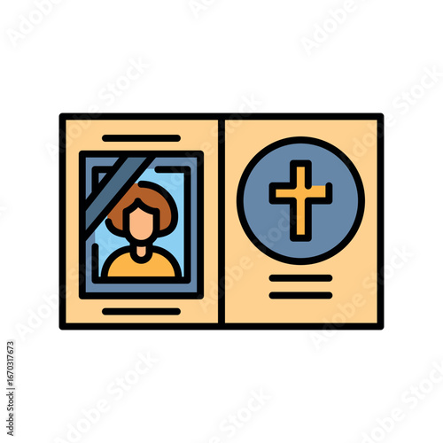 funeral document black line icon.