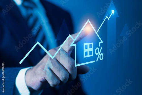 Concept of real estate market growth and investment. new home for the family, home search, land price, property tax and financial planning.