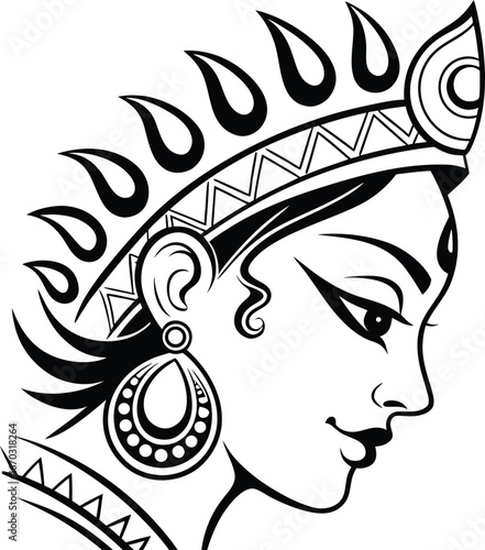Maa Durga vector illustration, durga vector design, Maa Durga Face vector