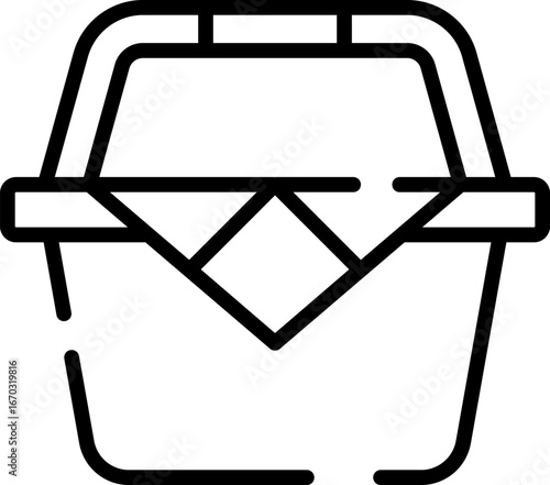 Minimalistic Modern Rounded Outline Picnic Basket Icon