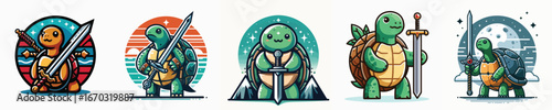 vector of a turtle with a sword