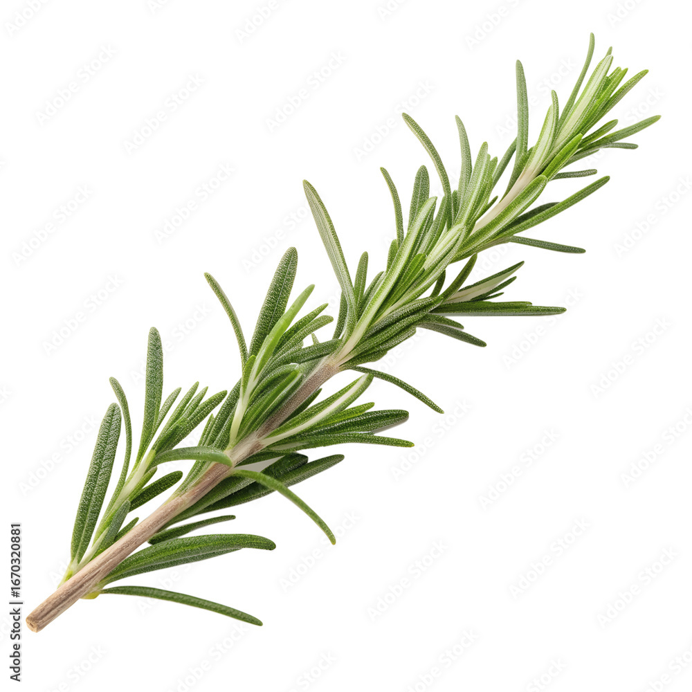 Fototapeta premium Fresh rosemary branch isolated on transparent background, an aromatic and flavorful cooking ingredient for seasoning