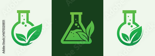 Leaf lab Logo Set Eco Science and Organic Laboratory Icons

