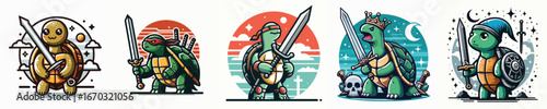vector of a turtle with a sword