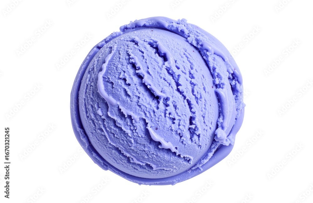 Fototapeta premium Delicious Lavender Ice Cream Scoop A Close-Up Shot on a White Background, Perfect for Summer Treats
