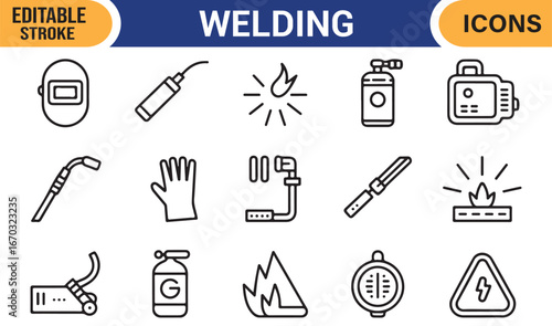 Professional Welding and Cutting Tools Icon Pack for Engineering Designs