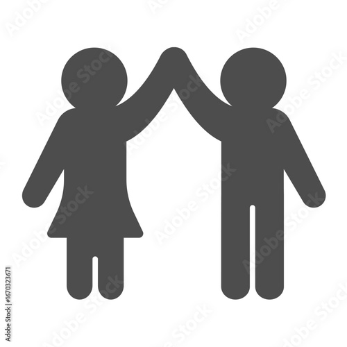 Happy couple solid icon, family therapy concept. Vector graphics. Man and woman with high five, mental health sign on white background, glyph style icon for mobile or web design.