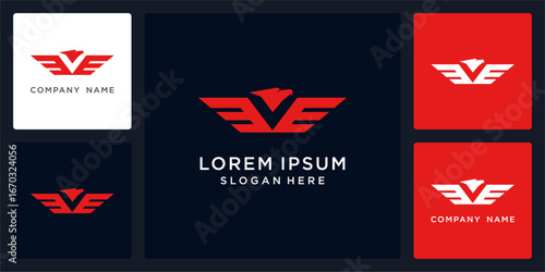 Eagle logo design with head and wing abstract