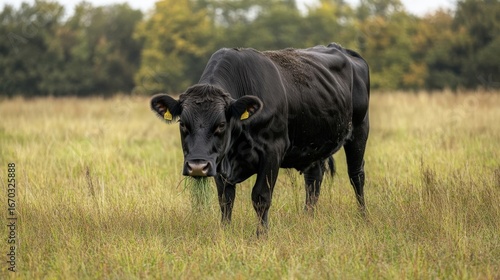 Wallpaper Mural A Grass Eating Cow in a Green Landscape Torontodigital.ca