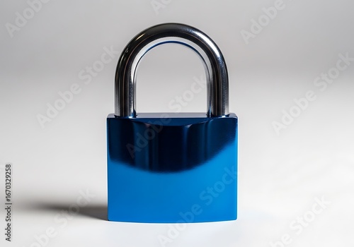 Blue padlock on white background