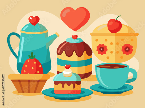 Sweet treats and tea time with hearts