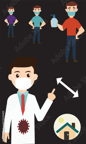 Stay Safe During Epidemic: A graphic illustration emphasizes essential actions to mitigate the spread of a virus. This digital composition visually explains the crucial steps for a healthy.