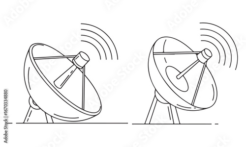 Satellite dish icon vector illustration of telecommunications antenna