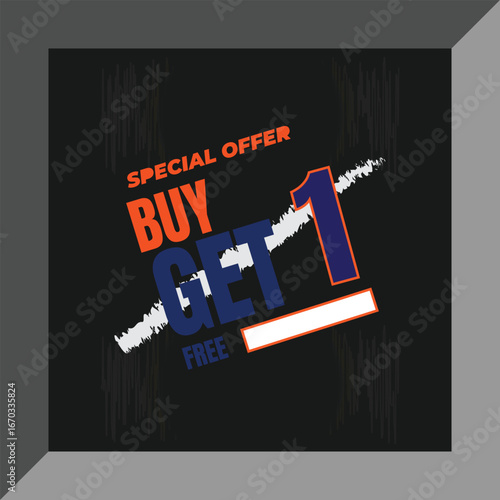 Special Offer Buy 1 Get 1 Free – Bold Black Sale Banner Design