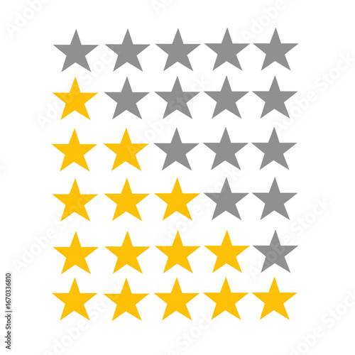star rating icon. product quality review icon. best to worst review icon