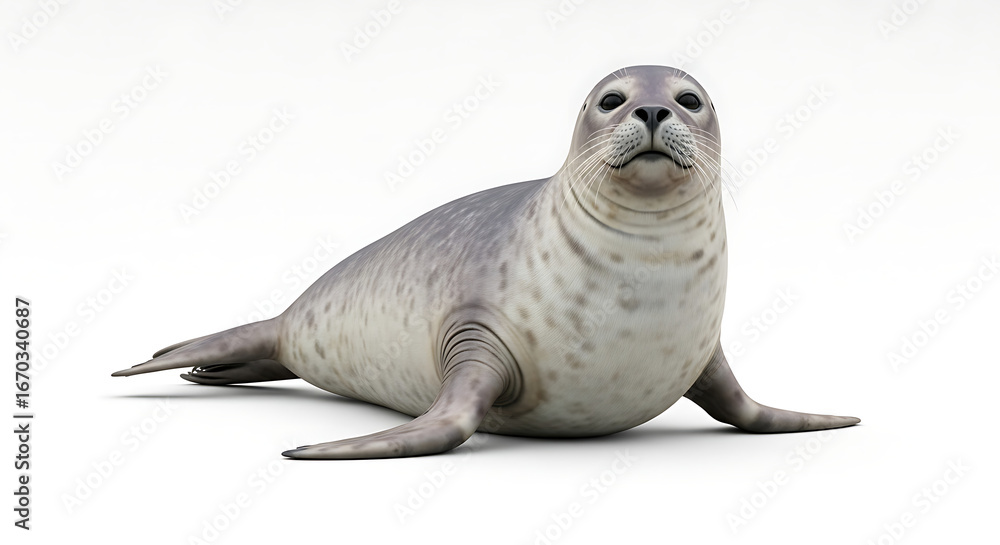 Obraz premium Cute Seal Posing on White Background