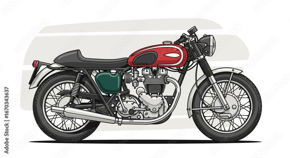 Fototapeta premium Vintage Cafe Racer Motorcycle Illustration
