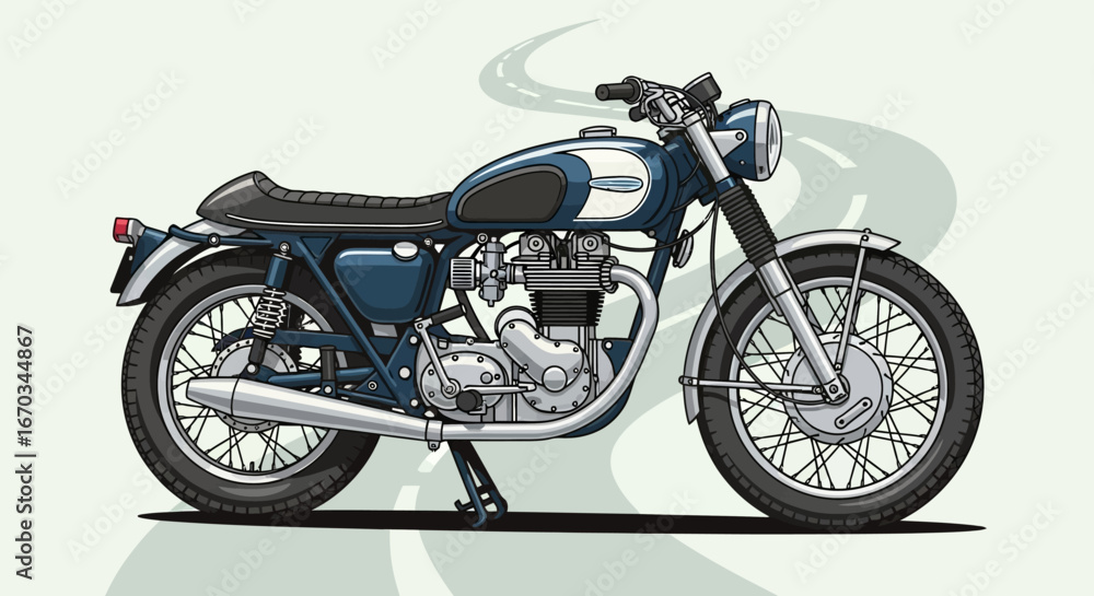 Fototapeta premium Vintage Cafe Racer Motorcycle Illustration