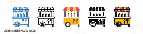Food Cart Icon Multi Style Illustration