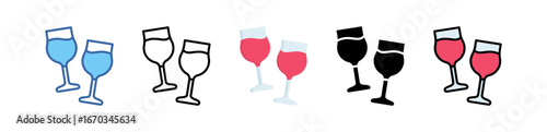 Wine Glass Icon Multi Style Illustration