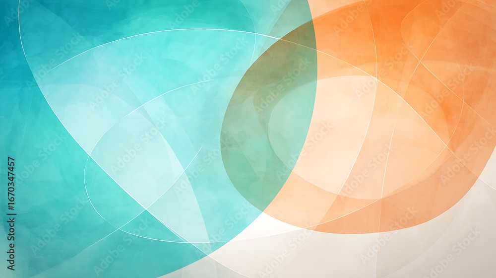 Obraz premium Abstract Orange and Teal Geometric Shape Background with Overlapping Circles