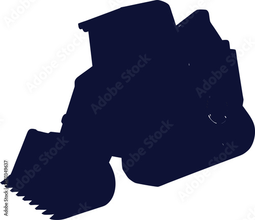 Dark blue silhouette of a front loader construction vehicle machine 5