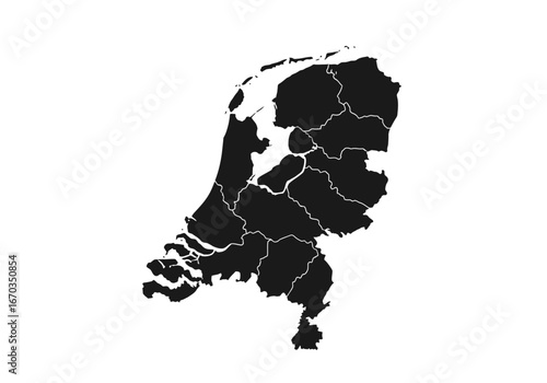 Administrative map of the Netherlands showcasing its twelve provinces.