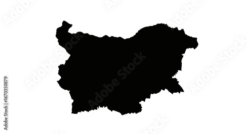 Silhouette of the country of Bulgaria, a solid black shape against white background.