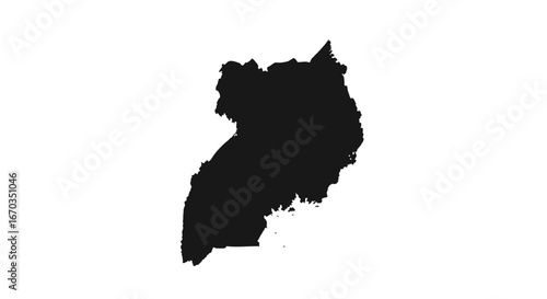 Silhouette of Uganda's geographical shape, a dark solid form against a white background.