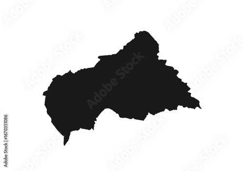 A simple, black silhouette of the Central African Republic country map against a white background.