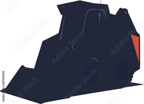 Dark Blue Skid Steer Loader with Orange Accent on White Background compact equipment