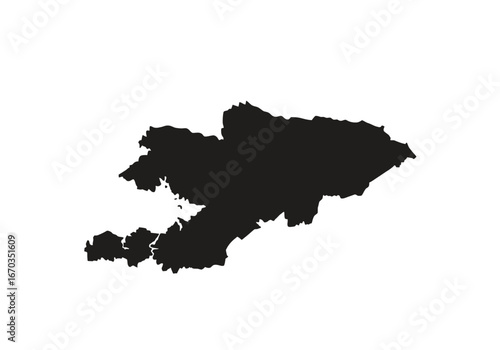 Silhouette of Kyrgyzstan country map, isolated on a white background.