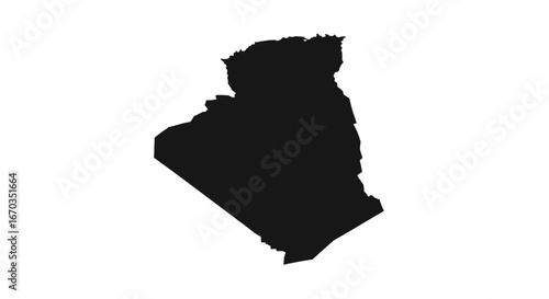 Silhouette of Algeria's geographical outline against a white background.