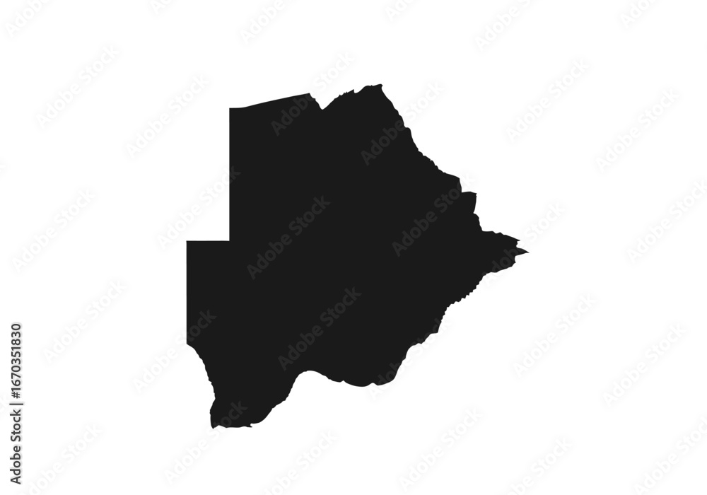 Fototapeta premium Black silhouette map of Botswana, African nation.