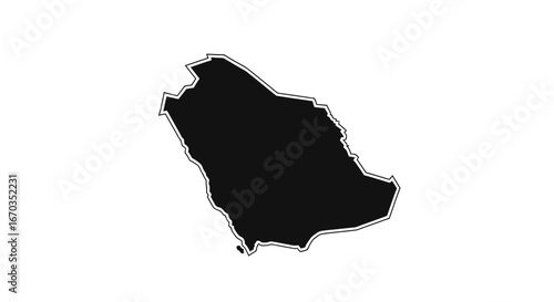 Simple black silhouette map of Saudi Arabia.