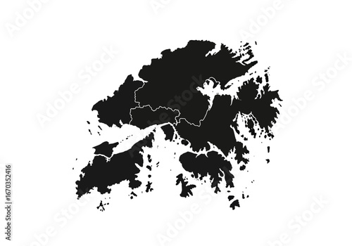 Silhouette of Hong Kong's geographical outline, showing islands and regions.