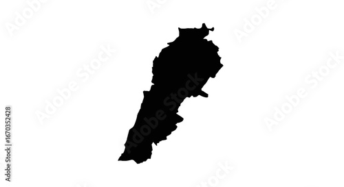 Silhouette of Lebanon's geographical outline, a country in Western Asia, isolated on a white background.