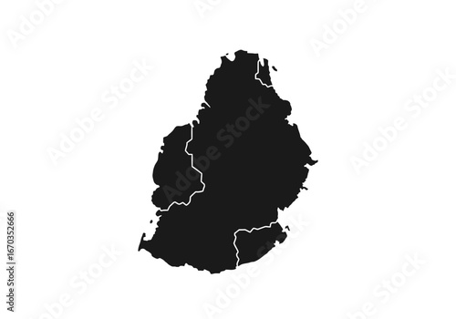 Silhouette of the island nation of Mauritius, showing its geographical outline.