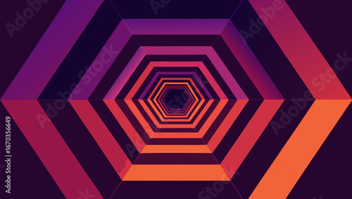 infinite glowing hexagon tunnel