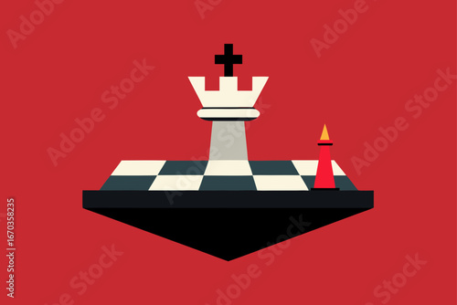 floating chessboard with giant chess flat vector