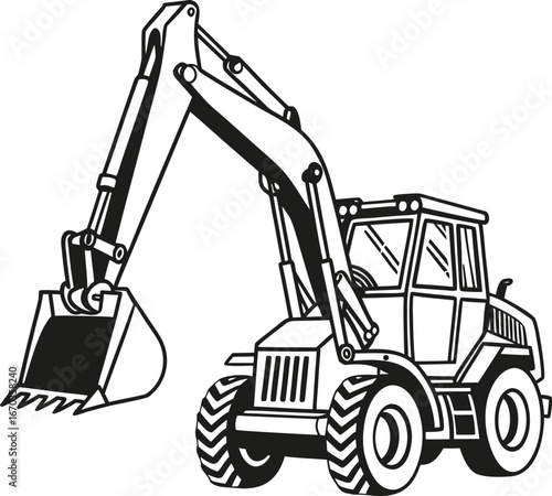 simple large construction vehicle silhouette simplified side view vector set on transparent background	