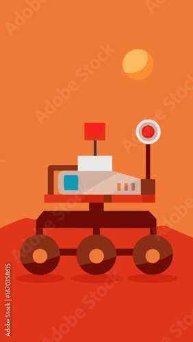 mars rover exploration futuristic flat vector background